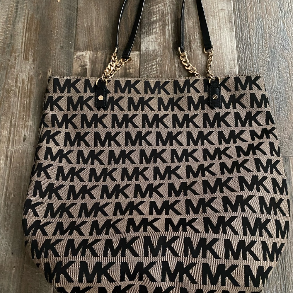 Michael Kors Monogram Black and Tan Tote